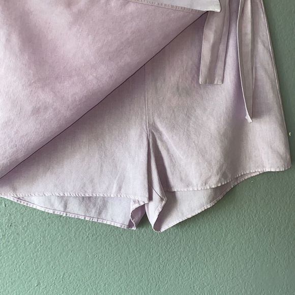 Zara Lavender Linen Blend Bow Trim Skort - Picture 8 of 16